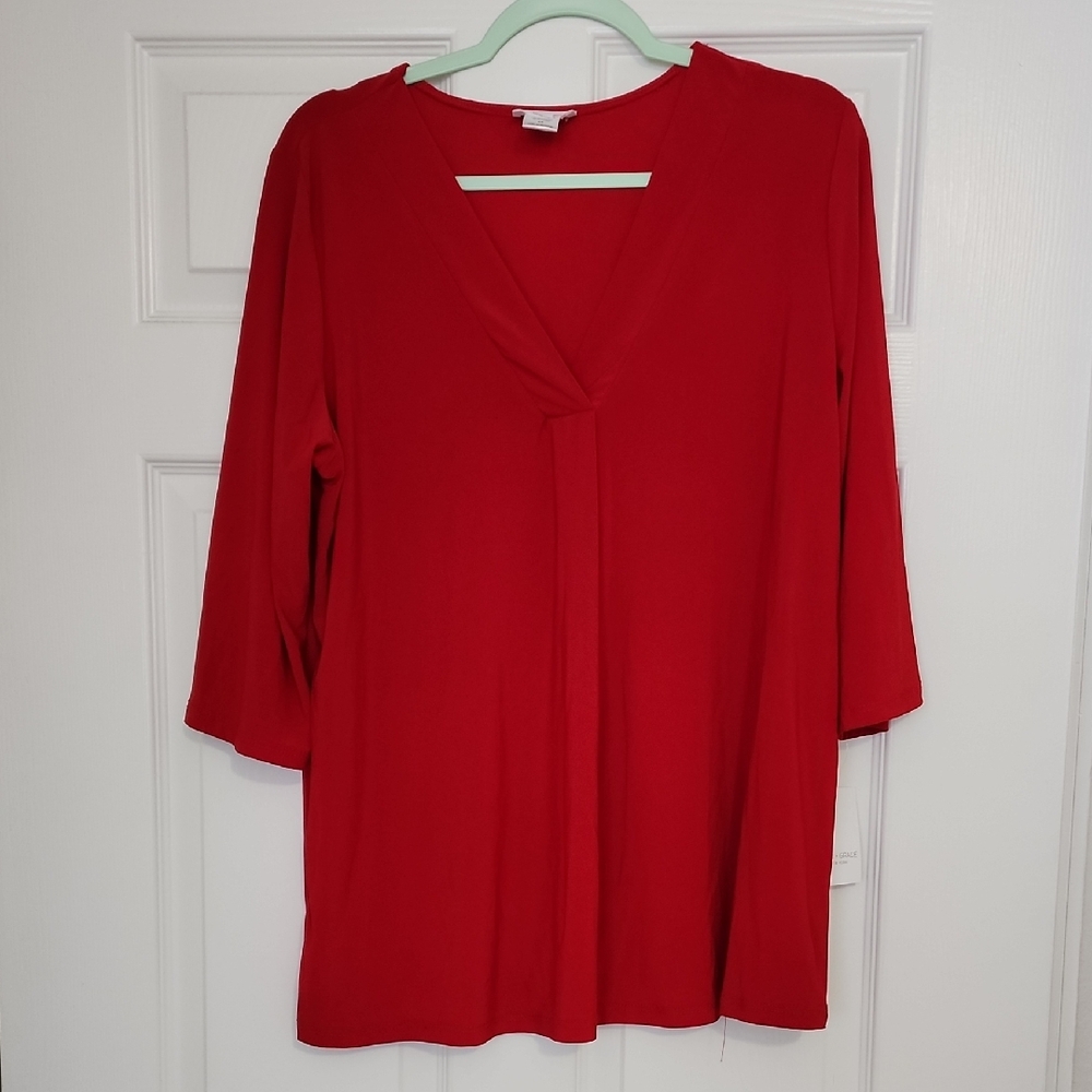 Chic Red V-Neck Women's Blouse
